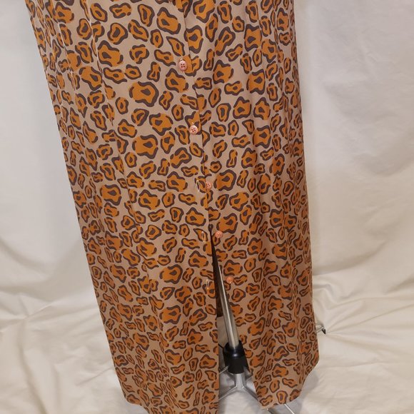 Tucker Leopard Print Silk Maxi Peasant Shift Dress - Picture 3 of 14